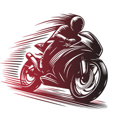 a dynamic vector logo featuring the outline of a moto bike in motion.