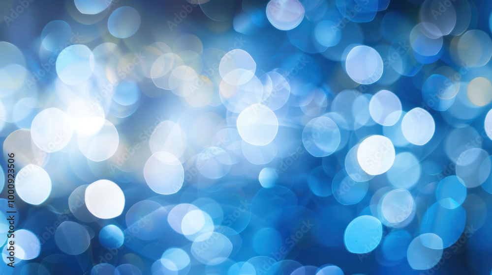 Poster bright blue bokeh lights create dreamy and vibrant atmosphere, perfect for backgrounds or festive th