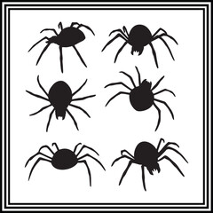 Spider  silhouette, collection of spider vector illustration.