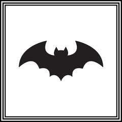Silhouette of a bat on white background, bat vector illustration.