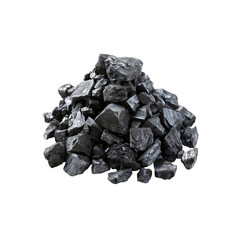 Obraz premium Pile of black coal rocks isolated on transparent background