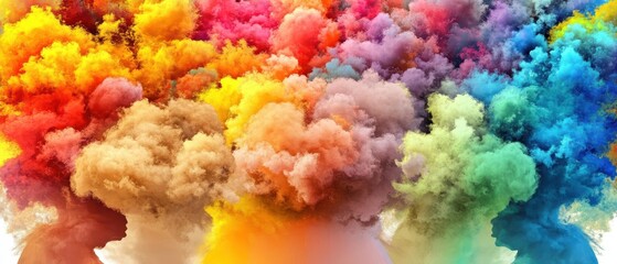 A vibrant explosion of colorful clouds, showcasing a dynamic blend of hues and patterns, creating an artistic and lively atmosphere.