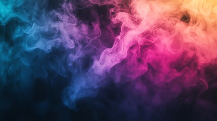 Fototapeta premium Abstract colorful smoke swirls against a black background.