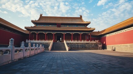 Naklejka premium A courtyard in front of a traditional Chinese palace.