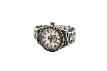Stylish wristwatch with a metal band