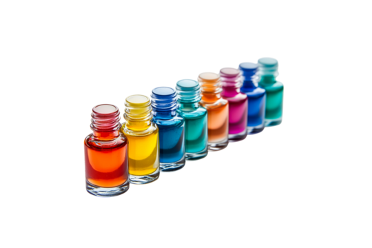 Brightly colored nail polish bottles