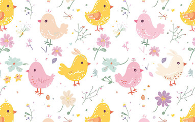 Beautiful Wallpaper with a Chick Design, Ideal Baby Animal Poster or Graphic Resource for Creative Project, Ai Generative