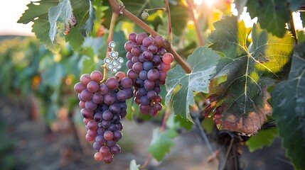 A cluster of grapes adorned with sparkly earrings during dusk