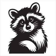 Raccoon Vector Illustration in black and white - Raccoon Clipart design