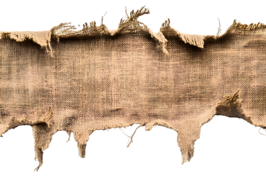 Torn burlap isolated on transparent background