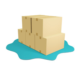 Brown cardboard boxs on blue plate transparent,png, for delivery idia. stack cardboard boxs, five ,