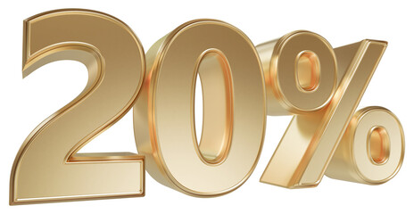 Number 20 Percent Off Sale Gold Number 3D