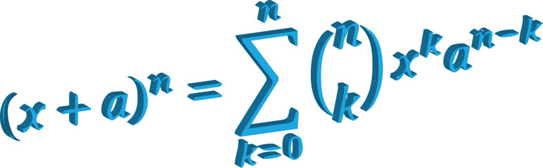 x + a square n equation 3d sky blue color isolated on transparent white background