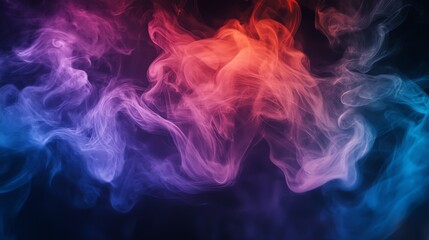 Obraz premium Abstract colorful smoke swirls against a black background.