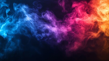 Obraz premium Abstract colorful smoke swirls against a black background.