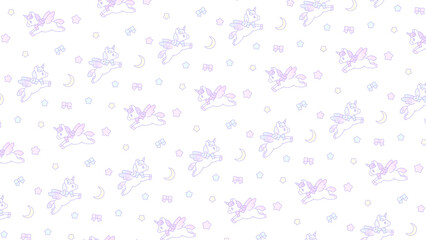 ファンシー♪リボンユニコーンパターン⭐︎PNG