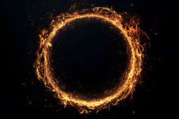 Fire flame circle isolated on black background