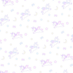 ファンシー♪リボンユニコーンスクエアパターン⭐︎PNG