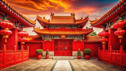 Fototapeta premium A lively Chinese red backdrop ideal for creative projects, offering unique textures and design elements suitable for various applications and artistic endeavors. Perfect for inspiration!