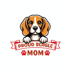 Proud Beagle Mom - Typography T-Shirt Design Vector - Beagle Dog illustration