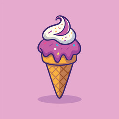 Ice Cream Cartoon Vector Icon Illustration. Dessert Food Icon Concept Isolated Flat Vector.