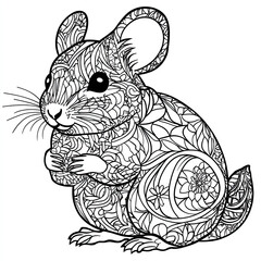 Fototapeta premium Beautiful Chinchilla Coloring Page, Rodent Colouring Design for Your Corporate Books and Business Graphic Resource or Creative Project, Ai Generative