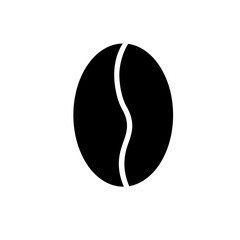 Vector icon of a black coffee bean on a transparent background. Ideal for café or restaurant branding.