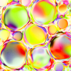 Brighten your projects with this vibrant rainbow bubbles abstract image, featuring stunning gradient transitions. Ideal for festive fabric printing and versatile production applications!