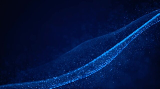 Abstract digital wave pattern with blue particles and grid lines, creating a futuristic and technological background design. Animation 4k, 3d rendering