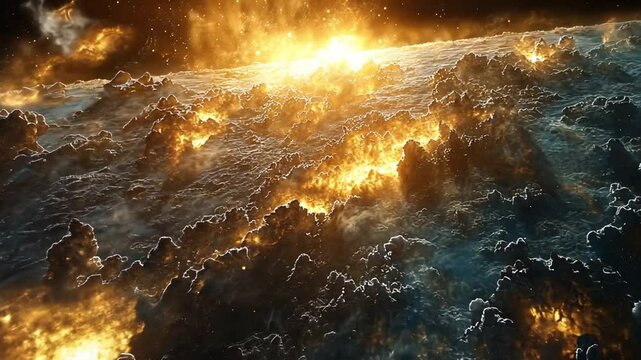 Fiery Planet in Outer Space footage