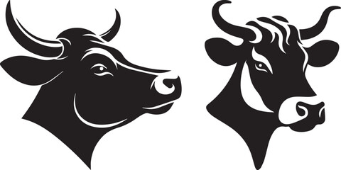 Cow head vector art, illustration, Cow head silhouette design