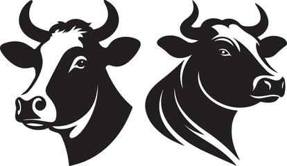 Cow head vector art, illustration, Cow head silhouette design