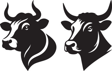 Cow head vector art, illustration, Cow head silhouette design