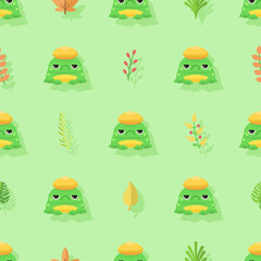Seamless Pattern Abstract Elements Animal Frog Vector Design Style Background Illustration Texture For Prints Textiles, Clothing, Gift Wrap, Wallpaper, Pastel