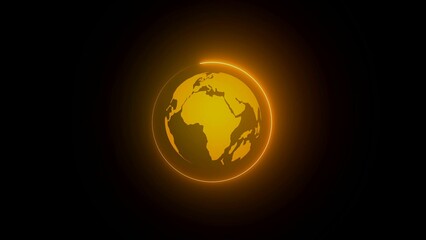 World map rising sun. Solar eclipse globe icon, space sunlight. Planet Earth sunny glow background view from space.