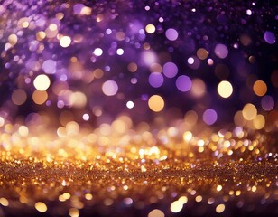 gold and purple bokeh lights glitter background