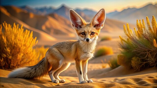 Majestic Sandfox blends perfectly with its stunning desert habitat, showcasing unique adaptations that enhance its survival in this arid landscape, embodying nature's resilience.