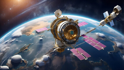 Satellite Orbiting Earth for SciFi Space Tours