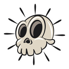 head skull halloween vector cartoon illustration in vintage cute style, work of hand drawn