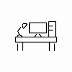 workplace computer desk icon sign vector