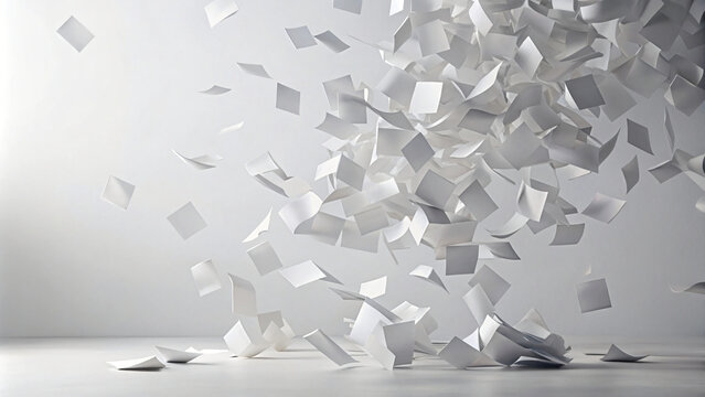 A falling papers on a white background