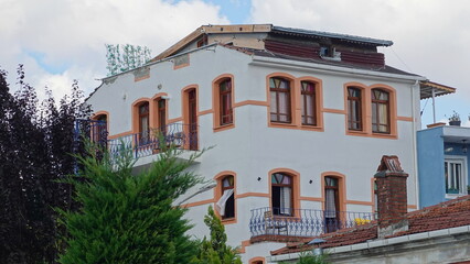 House Shows Beautiful Front View White Color Architectural Style