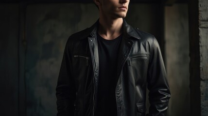 Fototapeta premium Man in a Leather Jacket