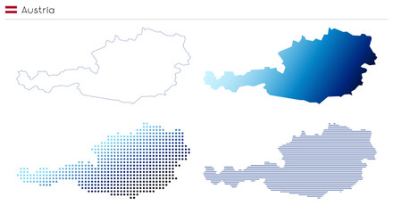 Austria - outline, gradient, dotted and lines geometrical country shape - vector illustration