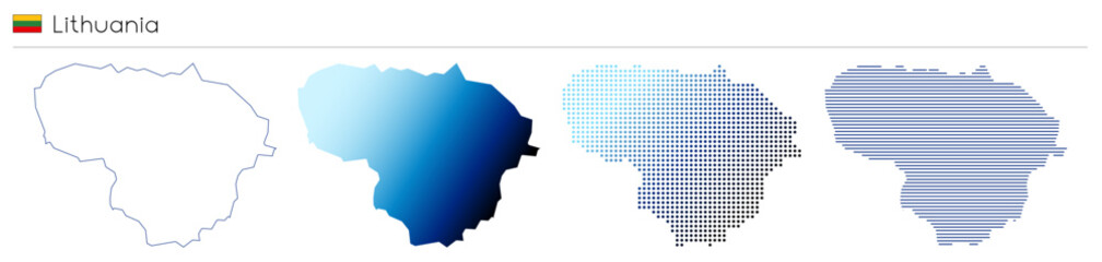 Fototapeta premium Lithuania - outline, gradient, dotted and lines geometrical country shape - vector illustration