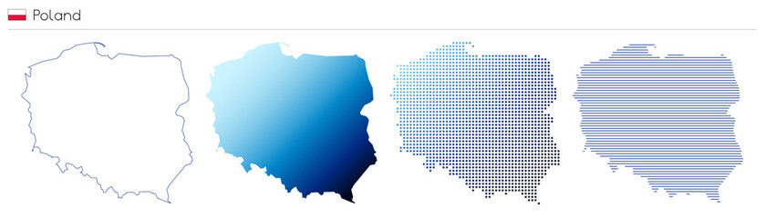 Poland - outline, gradient, dotted and lines geometrical country shape - vector illustration