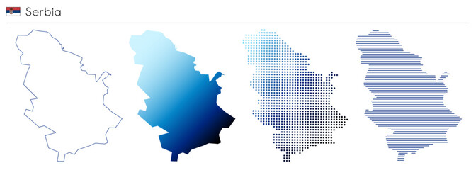 Serbia - outline, gradient, dotted and lines geometrical country shape - vector illustration