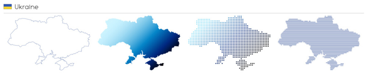 Ukraine - outline, gradient, dotted and lines geometrical country shape - vector illustration
