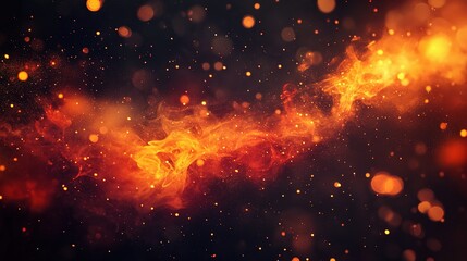 Obraz premium Fiery Abstract Background with Sparkling Particles