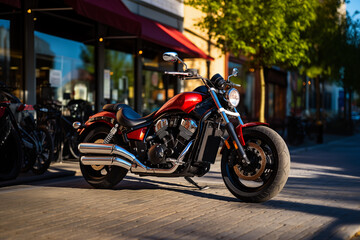 Fototapeta premium new motorcycle at outdoors with anyone